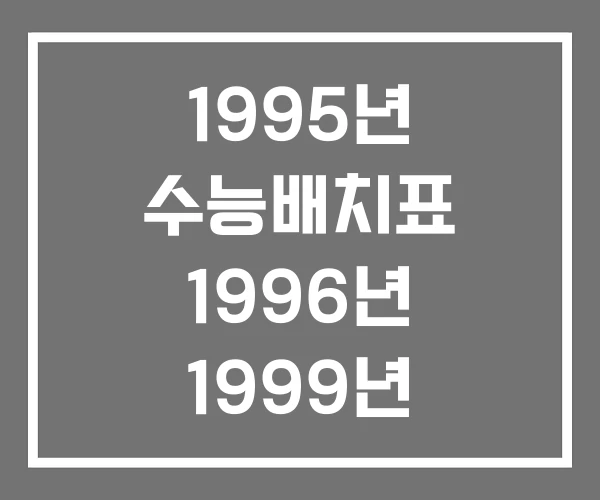 1995년 수능배치표 1996년 1999년