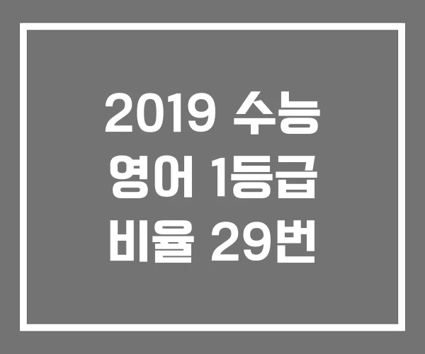 2019 수능 영어 1등급 비율 29번