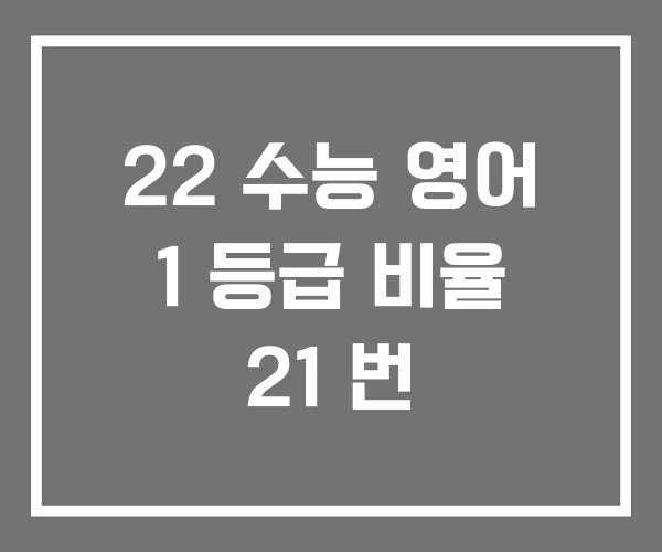 22 수능 영어 1 등급 비율 21 번