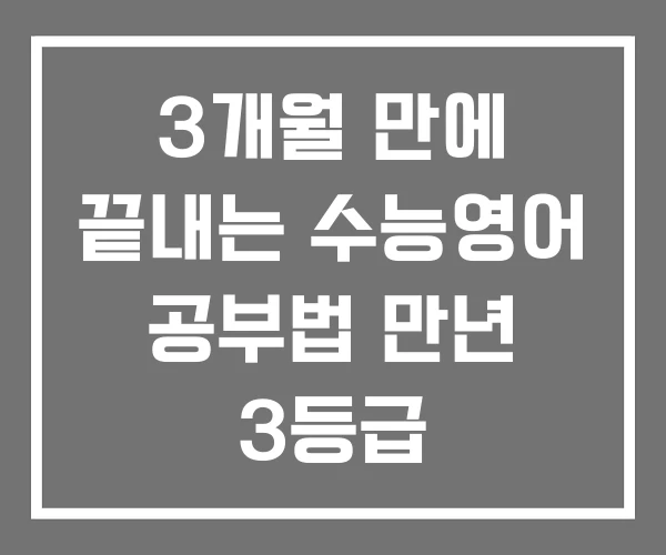 3개월 만에 끝내는 수능영어 공부법 만년 3등급