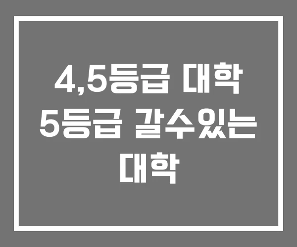4,5등급 대학 5등급 갈수있는 대학