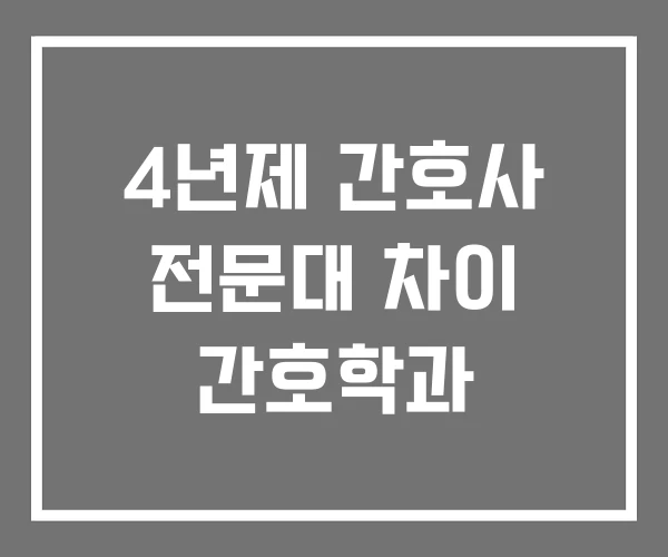 4년제 간호사 전문대 차이 간호학과 4년제 간호사 전문대 차이 간호학과