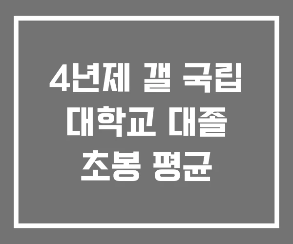 4년제 갤 국립 대학교 대졸 초봉 평균