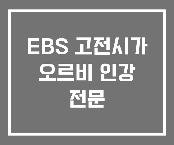 EBS 고전시가 오르비 인강 전문