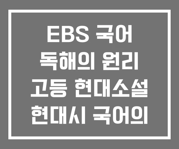 EBS 국어 독해의 원리 고등 현대소설 현대시 국어의 수능 문법 EBS 국어 독해의 원리 고등 현대소설 현대시 국어의 수능 문법