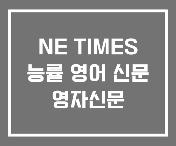 NE TIMES 능률 영어 신문 영자신문 NE TIMES 능률 영어 신문 영자신문