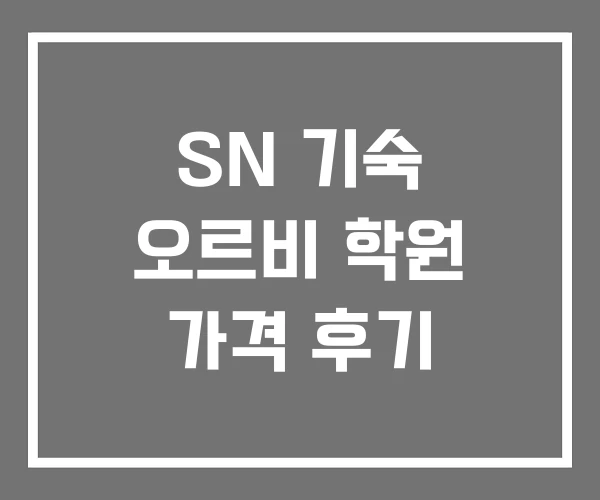 SN 기숙 오르비 학원 가격 후기
