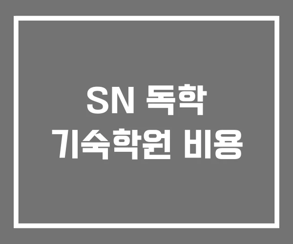 SN 독학 기숙학원 비용