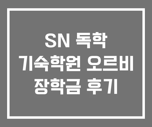 SN 독학 기숙학원 오르비 장학금 후기