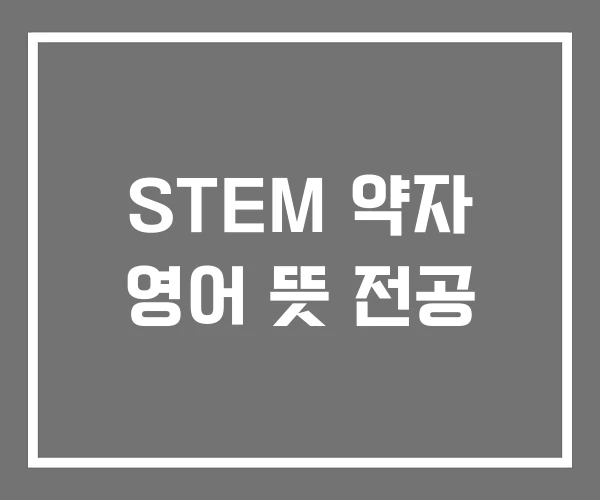 STEM 약자 영어 뜻 전공 STEM 약자 영어 뜻 전공