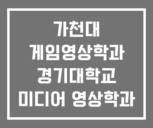가천대 게임영상학과 경기대학교 동국대학교