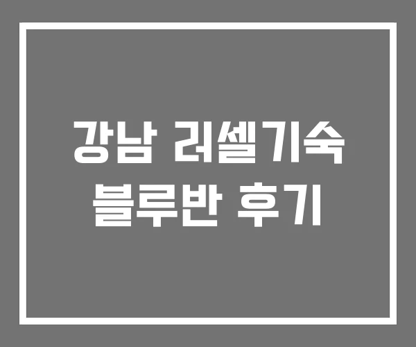 강남 러셀기숙 블루반 후기