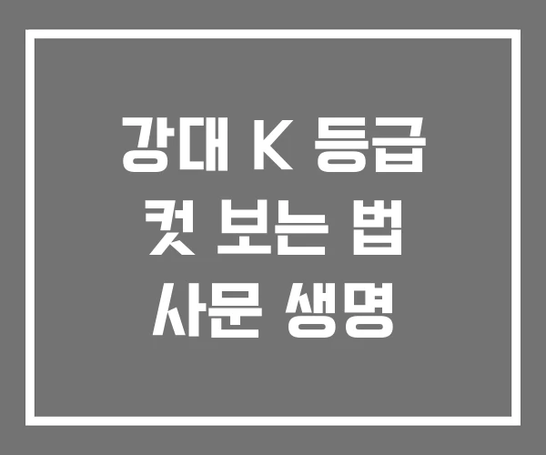 강대 K 등급 컷 보는 법 사문 생명 강대 K 등급 컷 보는 법 사문 생명