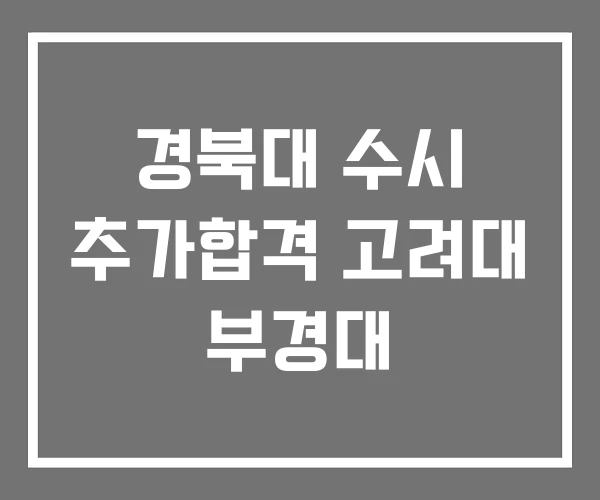 경북대 수시 추가합격 고려대 부경대