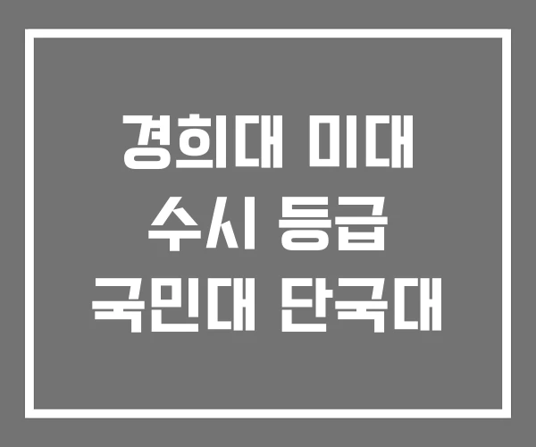 경희대 미대 수시 등급 국민대 단국대