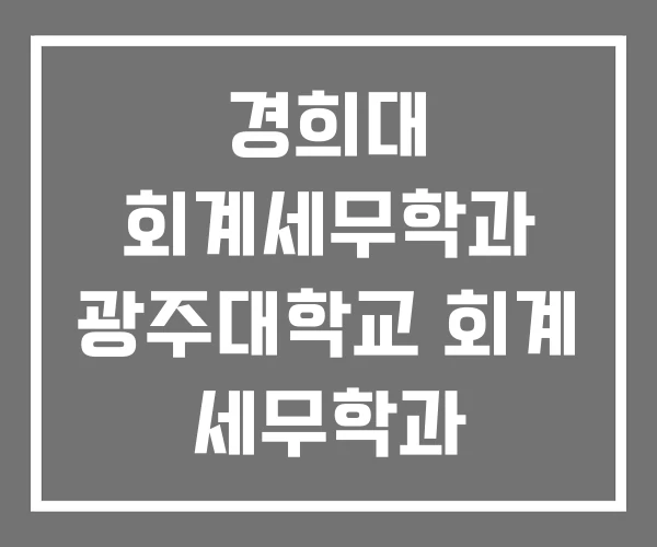 경희대 회계세무학과 광주대학교 회계 세무학과