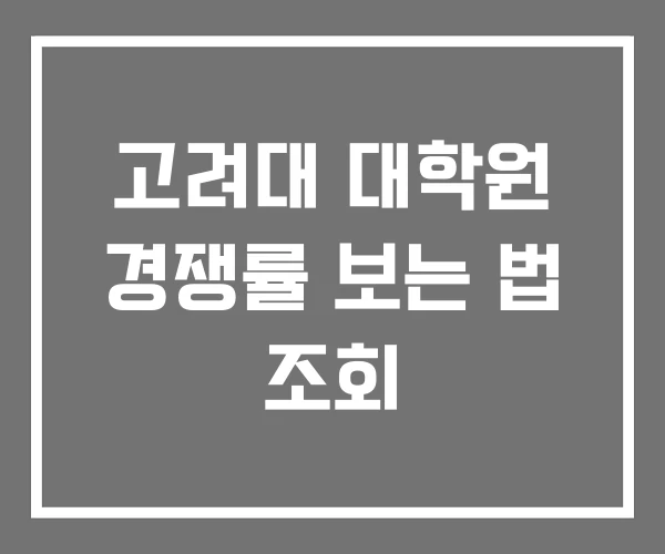 고려대 대학원 경쟁률 보는 법 조회