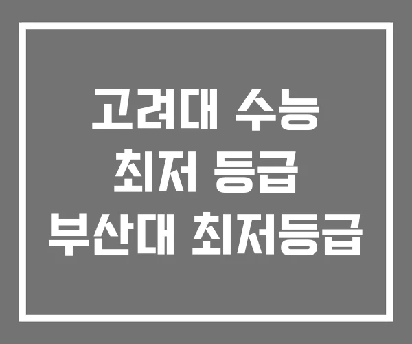 고려대 수능 최저 등급 부산대 최저등급