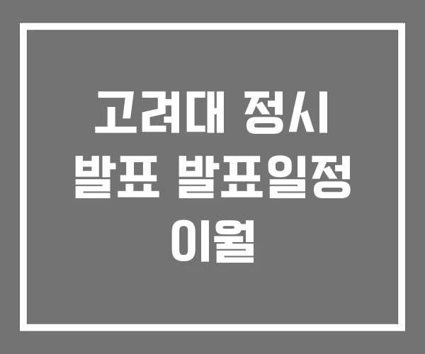 고려대 정시 발표 발표일정 이월 고려대 정시 발표 발표일정 이월