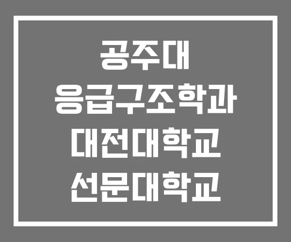 공주대 응급구조학과 대전대학교 선문대학교