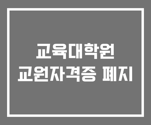 교육대학원 교원자격증 폐지