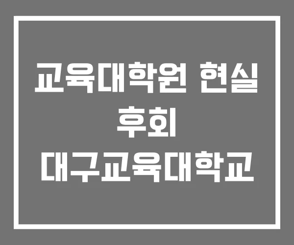 교육대학원 현실 후회 대구교육대학교
