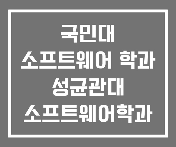 국민대 소프트웨어 학과 성균관대 소프트웨어학과 지능형소프트웨어학과