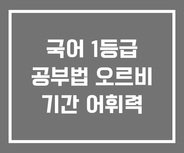 국어 1등급 공부법 오르비 기간 어휘력 국어 1등급 공부법 오르비 기간 어휘력
