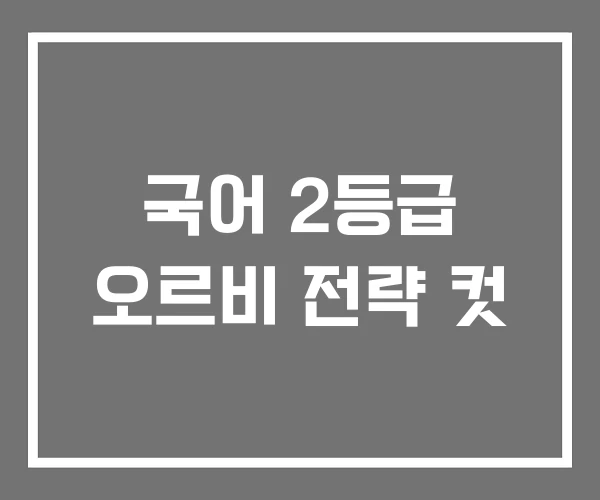 국어 2등급 오르비 전략 컷
