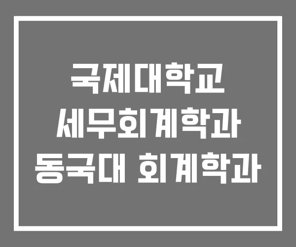 국제대학교 세무회계학과 동국대 회계학과