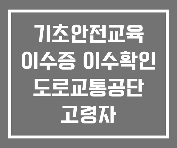 기초안전교육 이수증 이수확인 도로교통공단 고령자 교통안전교육 이수시 혜택 기초안전교육 이수증 이수확인 도로교통공단 고령자 교통안전교육 이수시 혜택