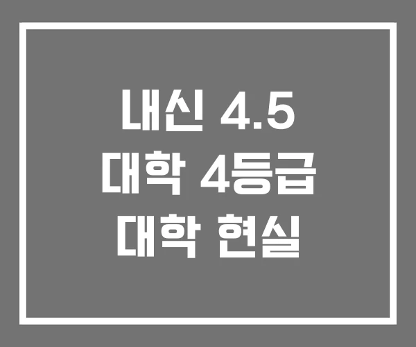 내신 4.5 대학 4등급 대학 현실