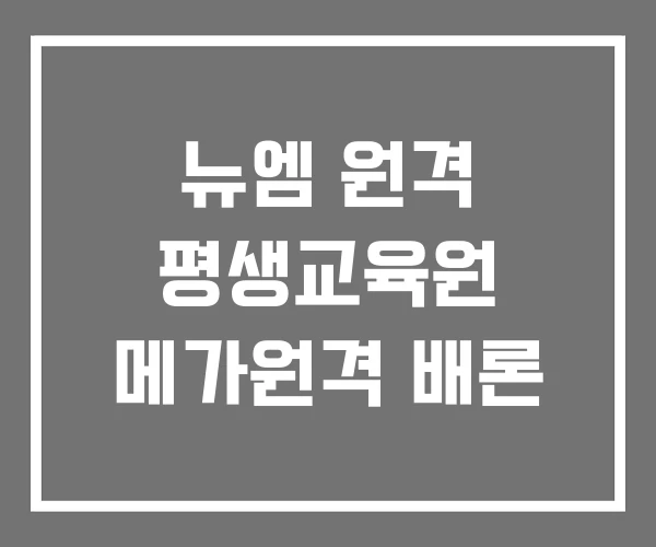 뉴엠 원격 평생교육원 메가원격 배론 뉴엠 원격 평생교육원 메가원격 배론