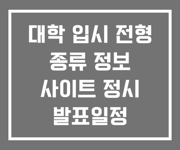 대학 입시 전형 종류 정보 사이트 정시 발표일정