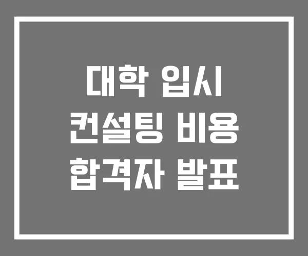 대학 입시 컨설팅 비용 합격자 발표 대학 입시 컨설팅 비용 합격자 발표