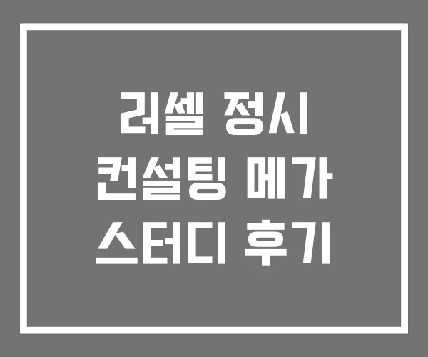 러셀 정시 컨설팅 메가 스터디 후기 러셀 정시 컨설팅 메가 스터디 후기