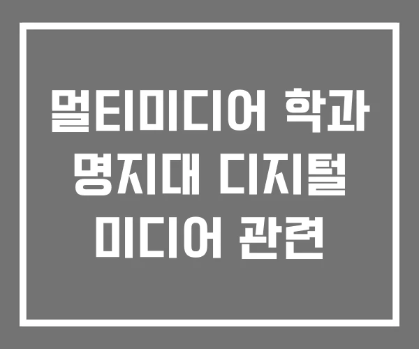 멀티미디어 학과 명지대 디지털 미디어 관련