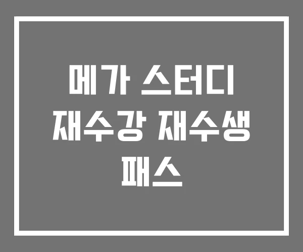 메가 스터디 재수강 재수생 패스