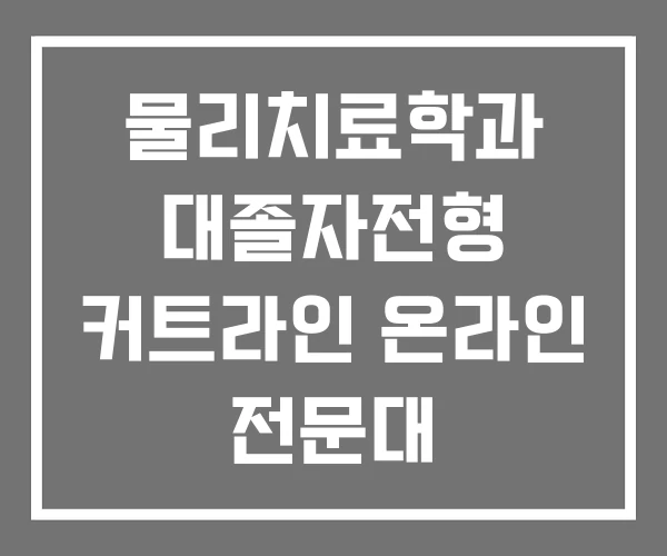 물리치료학과 대졸자전형 커트라인 온라인 전문대