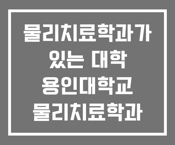 물리치료학과가 있는 대학 용인대학교 물리치료학과 전주대학교 물리치료학과가 있는 대학 용인대학교 물리치료학과 전주대학교