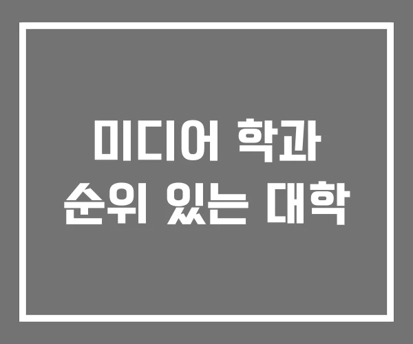미디어 학과 순위 있는 대학