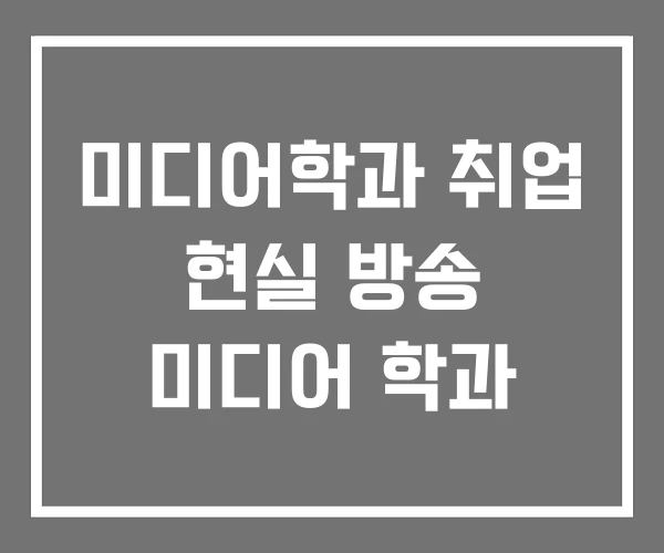 미디어학과 취업 현실 방송 미디어 학과