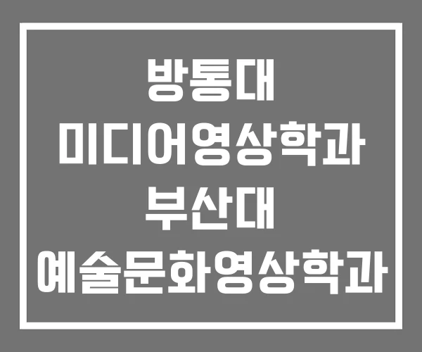 방통대 미디어영상학과 부산대 예술문화영상학과 부산대학교