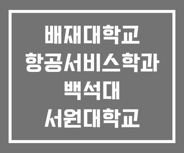 배재대학교 항공서비스학과 백석대 서원대학교 배재대학교 항공서비스학과 백석대 서원대학교