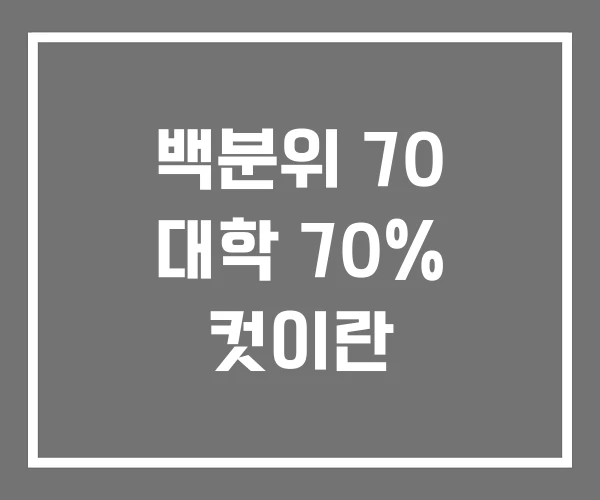 백분위 70 대학 70% 컷이란