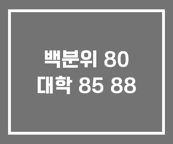 백분위 80 대학 85 88 백분위 80 대학 85 88