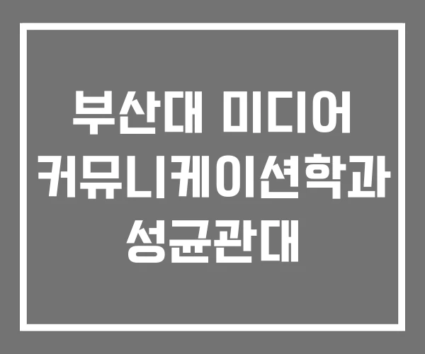부산대 미디어 커뮤니케이션학과 성균관대