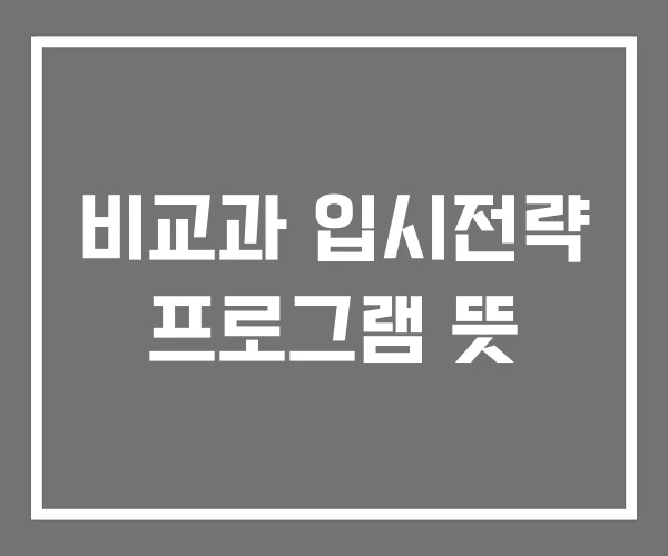 비교과 입시전략 프로그램 뜻 비교과 입시전략 프로그램 뜻