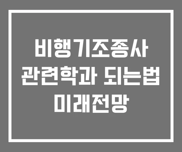 비행기조종사 관련학과 되는법 미래전망