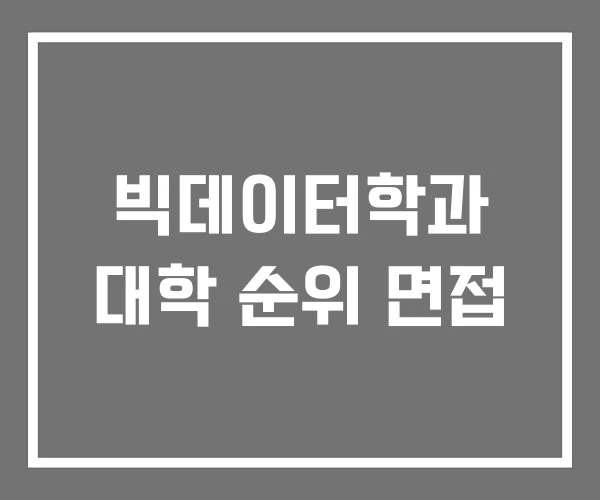 빅데이터학과 대학 순위 면접